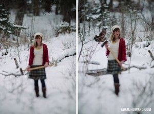 Tilt Shift Portrait of Girl with Ax