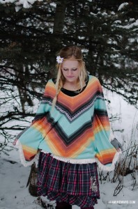Girl with Hippie Poncho in the Snow