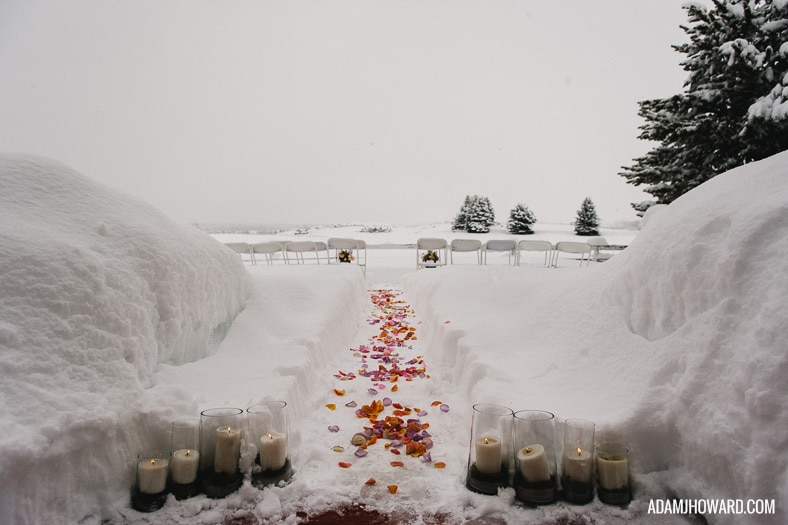 Flower Petal Aisle for Jackson Hole Wedding