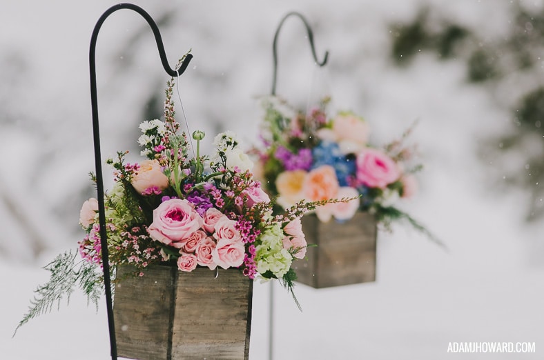 Snow winter wedding flowers