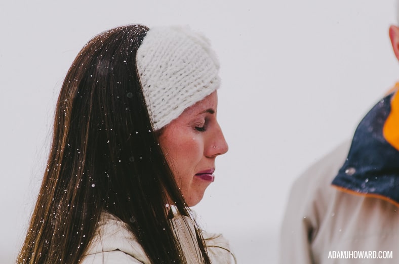 Photograph of Crying Winter Bride in Jackson Hole