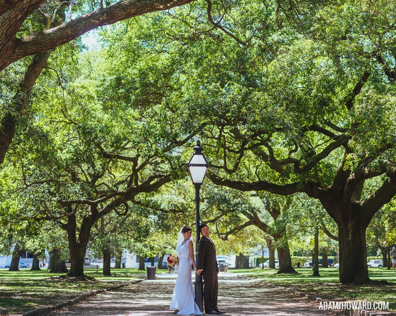 Wedding Photograph of Couple in the Charleston Battery Park using the Brenizer Method